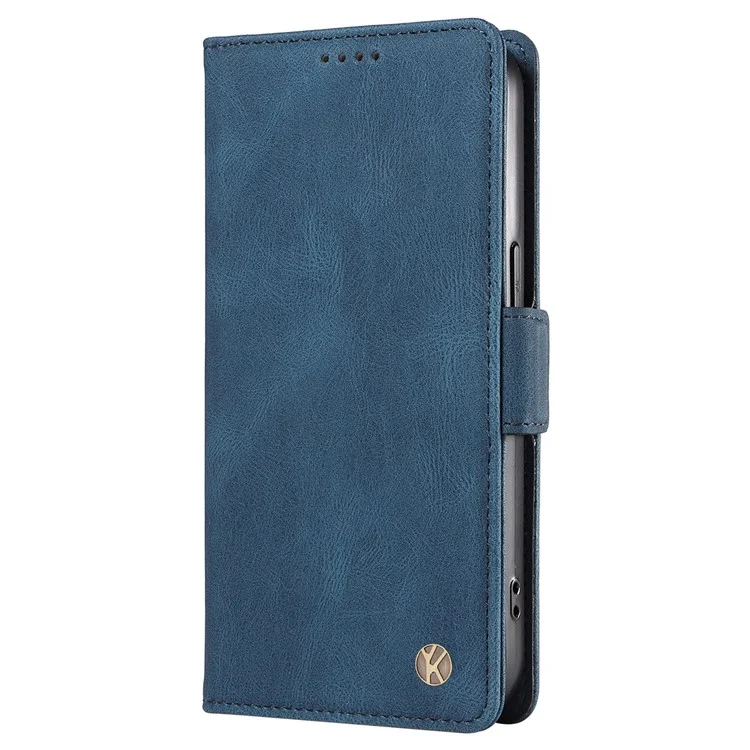 YIKATU YK-005 Para Xiaomi Redmi Note 12 Pro+ 5G Capa de Telefone Pele-toque Capa de Carteira de Couro PU - Azul