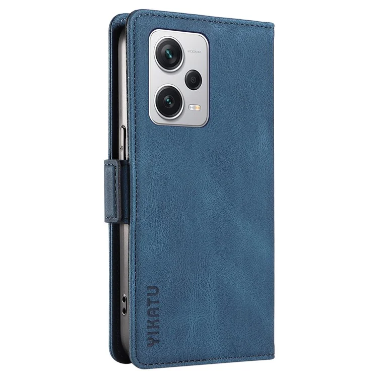 YIKATU YK-005 Para Xiaomi Redmi Note 12 Pro+ 5G Capa de Telefone Pele-toque Capa de Carteira de Couro PU - Azul