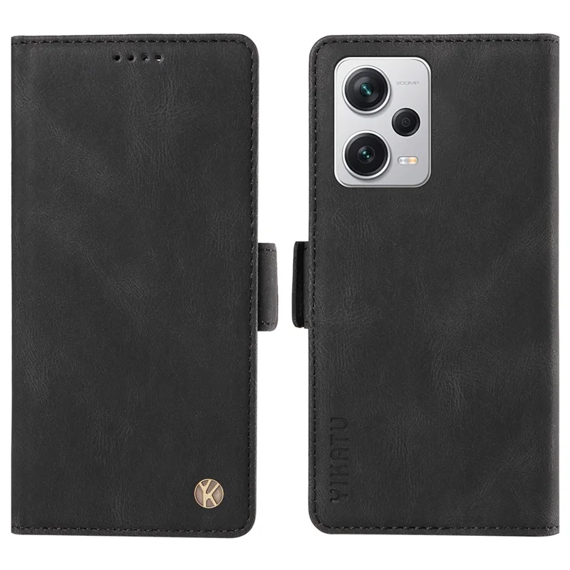 YIKATU YK-005 For Xiaomi Redmi Note 12 Pro+ 5G Phone Cover Skin-touch PU Leather Wallet Case - Black