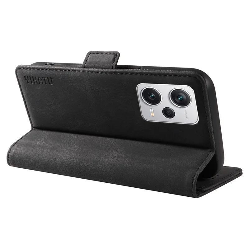 YIKATU YK-005 For Xiaomi Redmi Note 12 Pro+ 5G Phone Cover Skin-touch PU Leather Wallet Case - Black