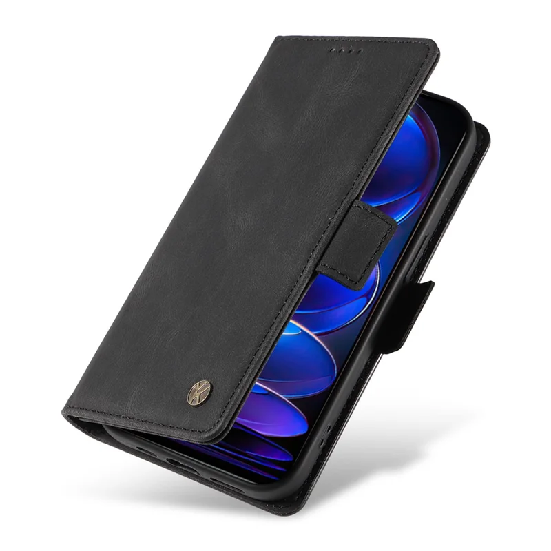 YIKATU YK-005 For Xiaomi Redmi Note 12 Pro+ 5G Phone Cover Skin-touch PU Leather Wallet Case - Black