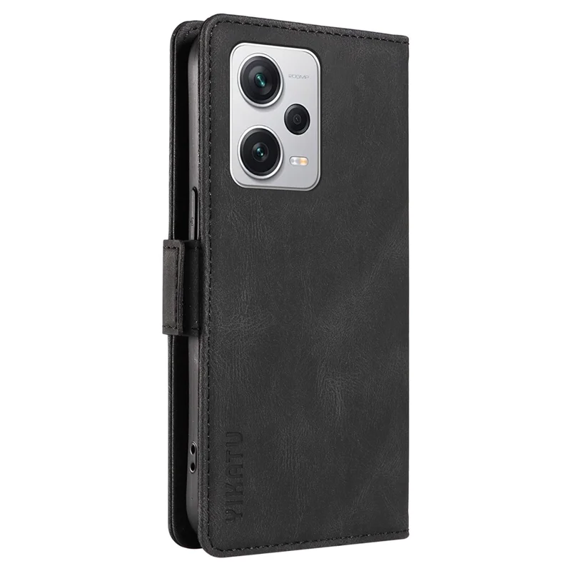 YIKATU YK-005 For Xiaomi Redmi Note 12 Pro+ 5G Phone Cover Skin-touch PU Leather Wallet Case - Black