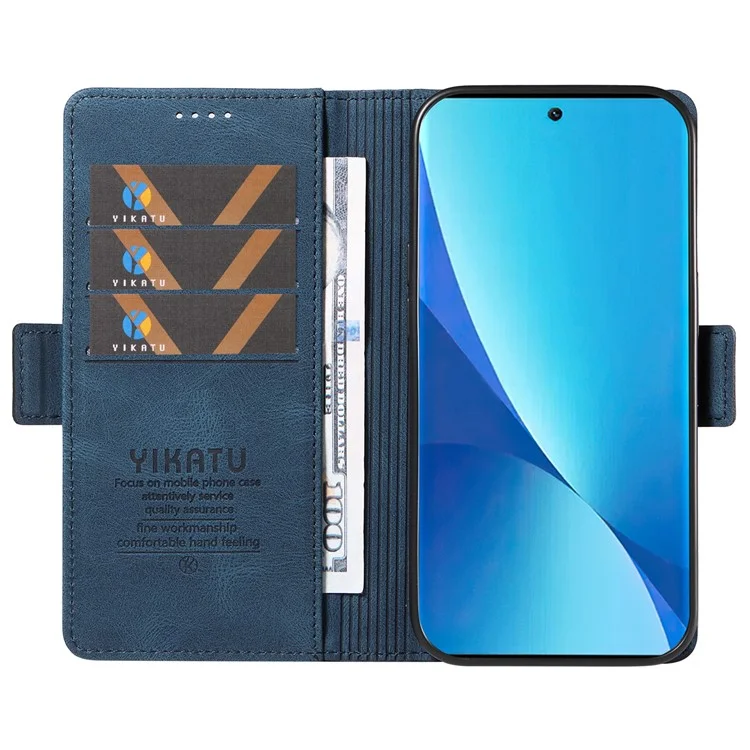 YIKATU YK-005 Pour Xiaomi 12 Lite 5G Housse de téléphone à toucher de peau Étui portefeuille en cuir PU avec support - Bleu