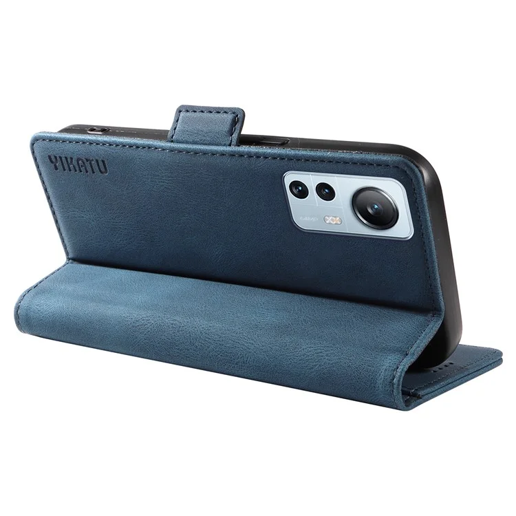 YIKATU YK-005 Pour Xiaomi 12 Lite 5G Housse de téléphone à toucher de peau Étui portefeuille en cuir PU avec support - Bleu