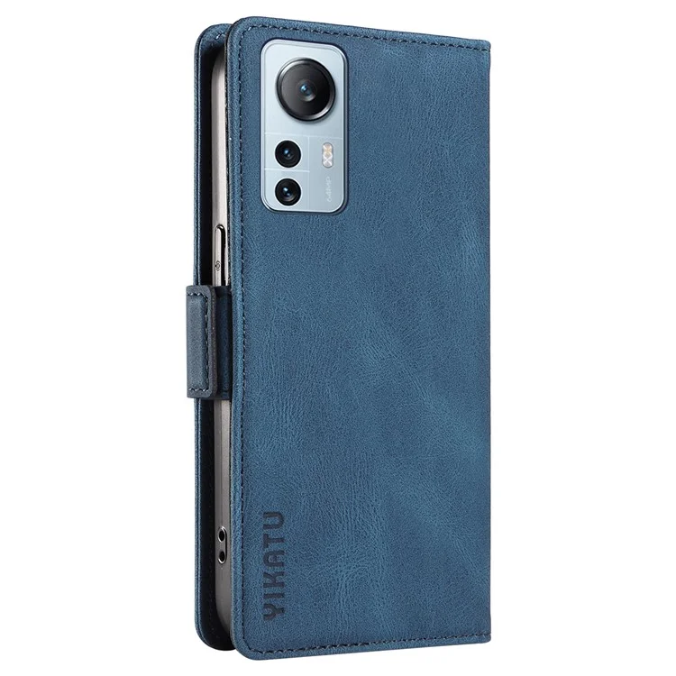 YIKATU YK-005 Pour Xiaomi 12 Lite 5G Housse de téléphone à toucher de peau Étui portefeuille en cuir PU avec support - Bleu