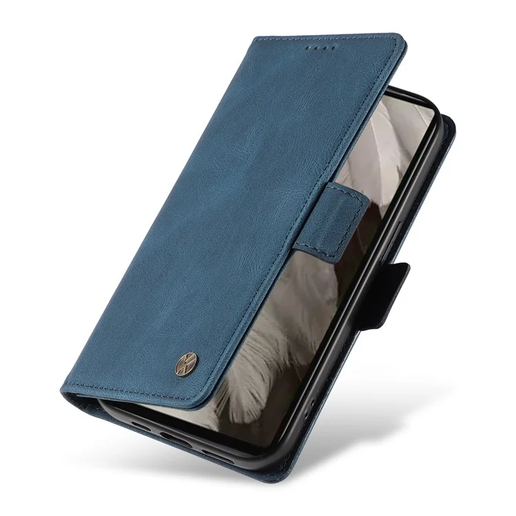 YIKATU YK-005 per Google Pixel 7a Stand Shell Skin-touch Phone Cover PU Leather Wallet Case - Blu