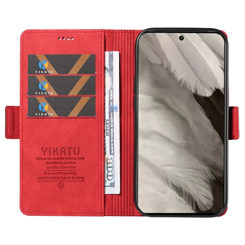 YIKATU YK-005 For Google Pixel 8 PU Leather Wallet Case Stand Shell Skin-touch Phone Cover - Red