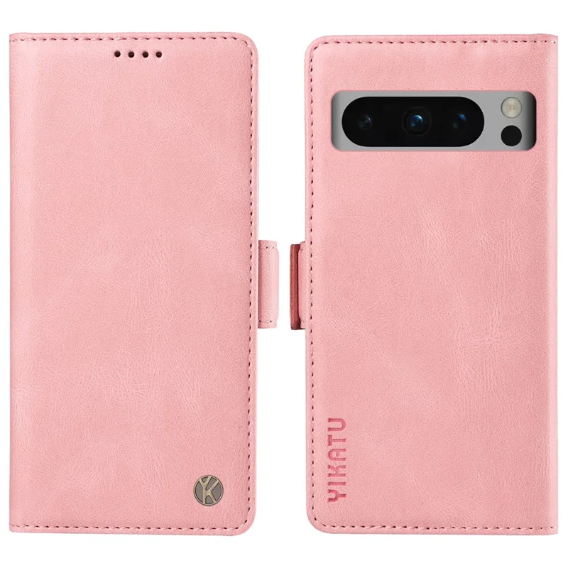YIKATU YK-005 Leather Phone Case for Google Pixel 8 Pro , Skin-touch Wallet Stand Cover - Pink