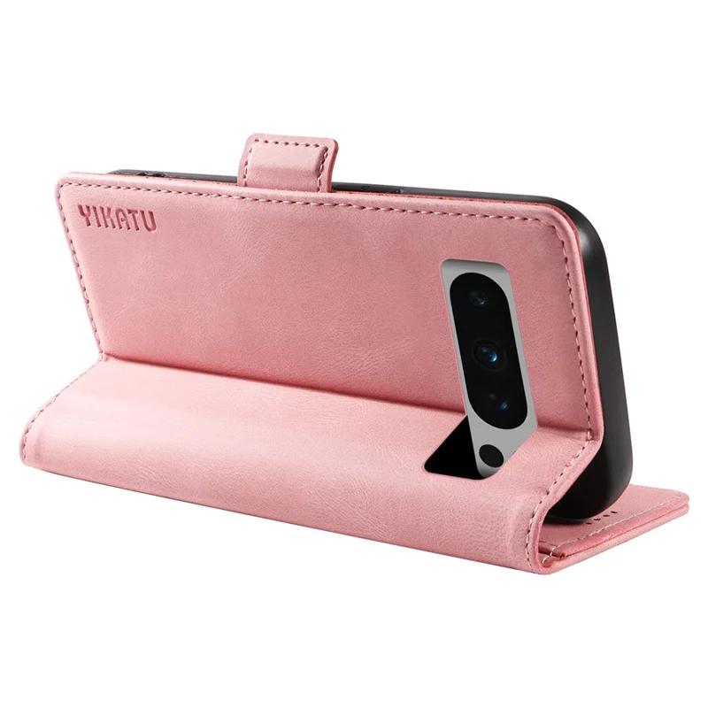 YIKATU YK-005 Leather Phone Case for Google Pixel 8 Pro , Skin-touch Wallet Stand Cover - Pink
