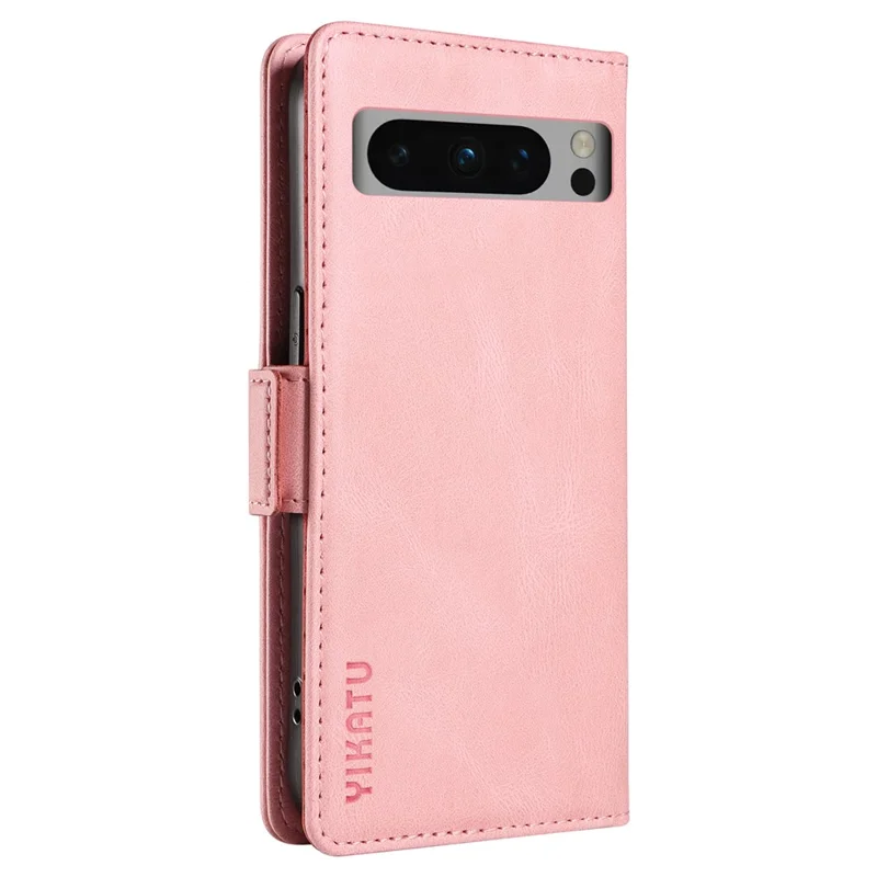YIKATU YK-005 Leather Phone Case for Google Pixel 8 Pro , Skin-touch Wallet Stand Cover - Pink