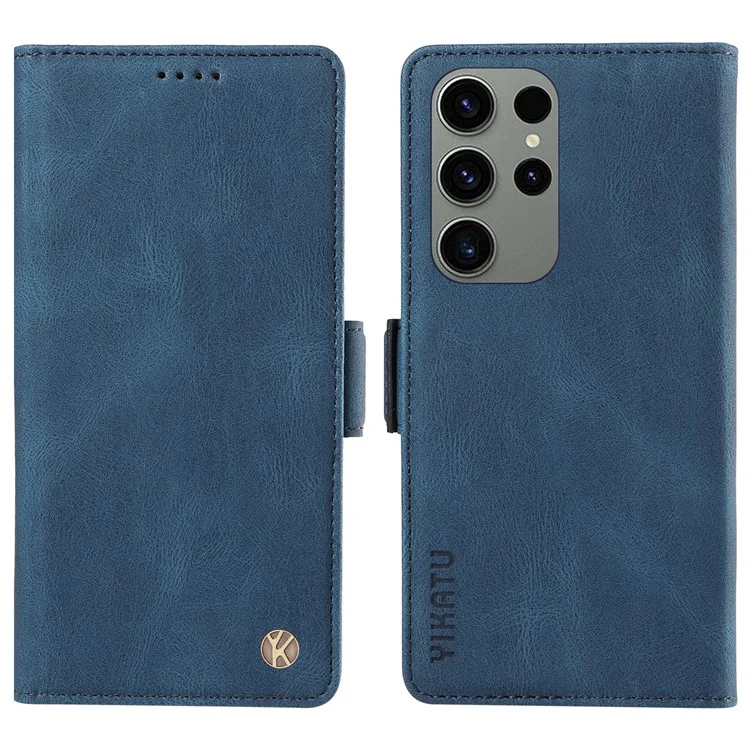 YIKATU YK-005 Étui portefeuille en cuir pour téléphone Samsung Galaxy S23 Ultra - Bleu
