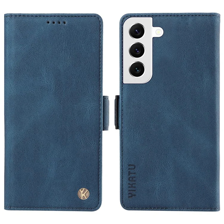 YIKATU YK-005 für Samsung Galaxy S21 FE 5G Stand Wallet Case Skin-touch Leder Handyhülle - Blau