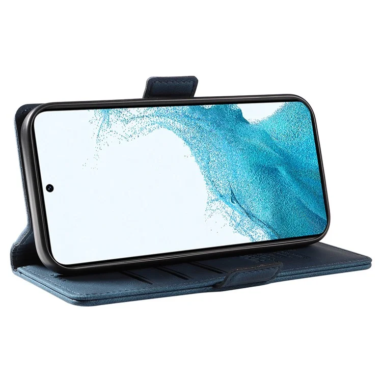 YIKATU YK-005 für Samsung Galaxy S21 FE 5G Stand Wallet Case Skin-touch Leder Handyhülle - Blau