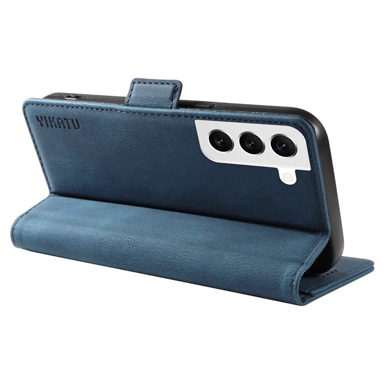 YIKATU YK-005 für Samsung Galaxy S21 FE 5G Stand Wallet Case Skin-touch Leder Handyhülle - Blau
