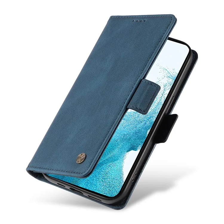 YIKATU YK-005 für Samsung Galaxy S21 FE 5G Stand Wallet Case Skin-touch Leder Handyhülle - Blau