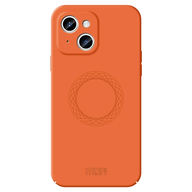 MOFI JK Qin Series Ring Pattern Printed Shockproof Case for iPhone 15 Matte Skin-Touch Acrylic+TPU Phone Cover - Orange