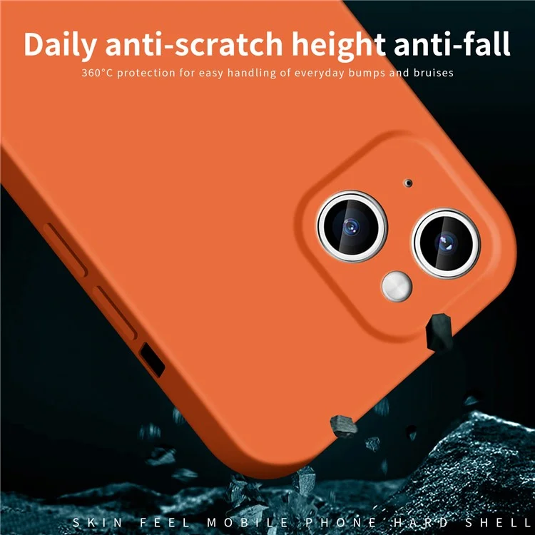 MOFI JK Qin Series Ring Pattern Printed Shockproof Case for iPhone 15 Matte Skin-Touch Acrylic+TPU Phone Cover - Orange