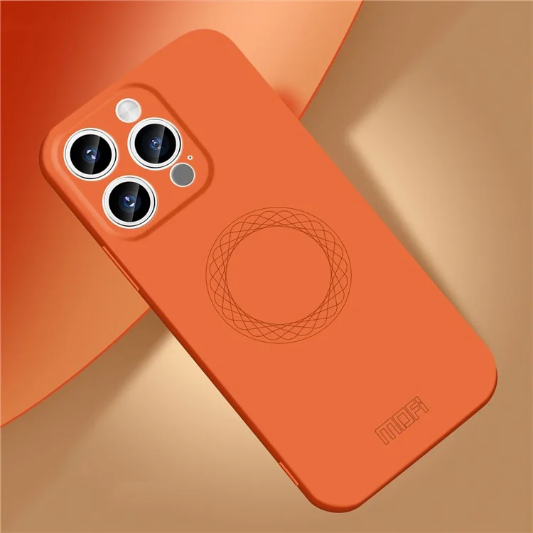 MOFI JK Qin Series Ring Pattern Printing Acrylic+TPU Case for iPhone 15 Pro Skin-Touch Matte Protective Phone Cover - Orange