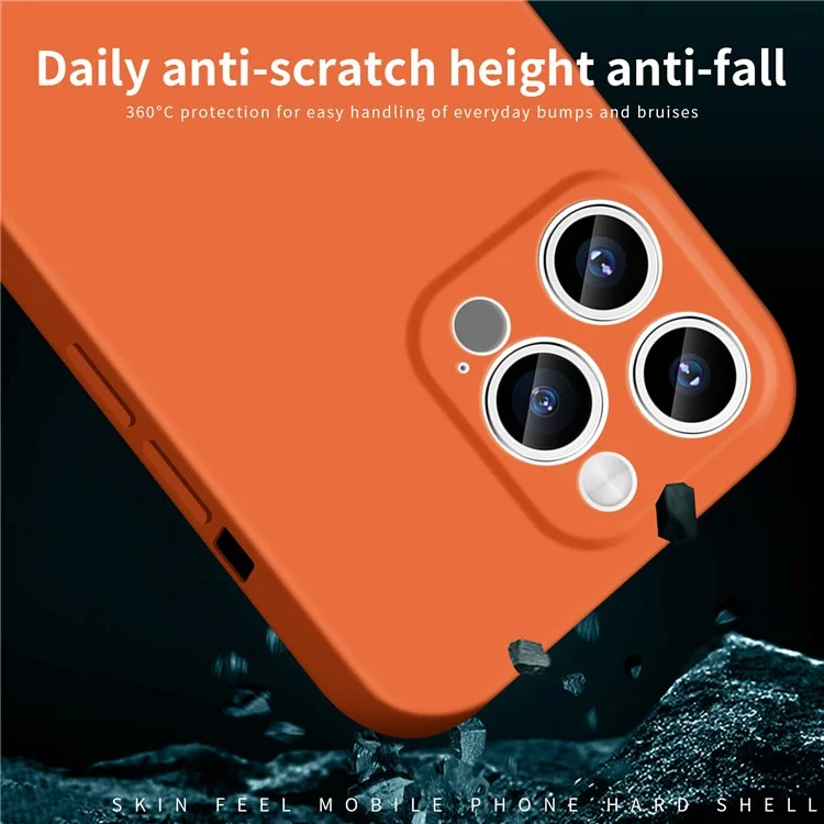 MOFI JK Qin Series Ring Pattern Printing Acrylic+TPU Case for iPhone 15 Pro Skin-Touch Matte Protective Phone Cover - Orange