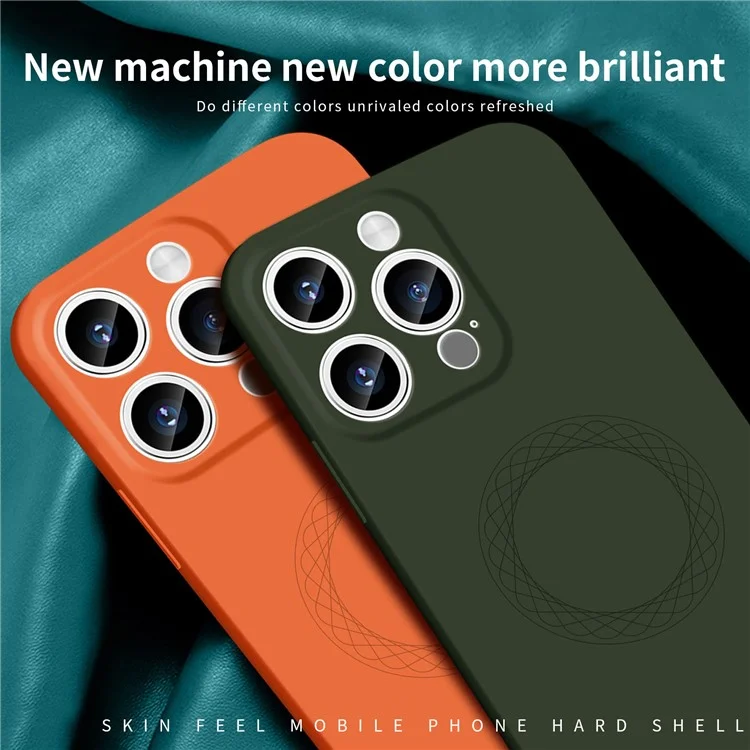 MOFI JK Qin Series Ring Pattern Printing Acrylic+TPU Case for iPhone 15 Pro Skin-Touch Matte Protective Phone Cover - Orange