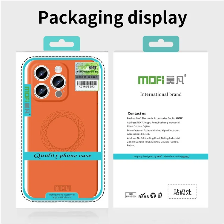 MOFI JK Qin Series Ring Pattern Printing Acrylic+TPU Case for iPhone 15 Pro Skin-Touch Matte Protective Phone Cover - Orange