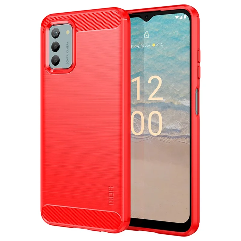 MOFI JK TPU Series-1 Brushed TPU Case для Nokia G42, чехол для мобильного телефона с текстурой углеродного волокна - красный