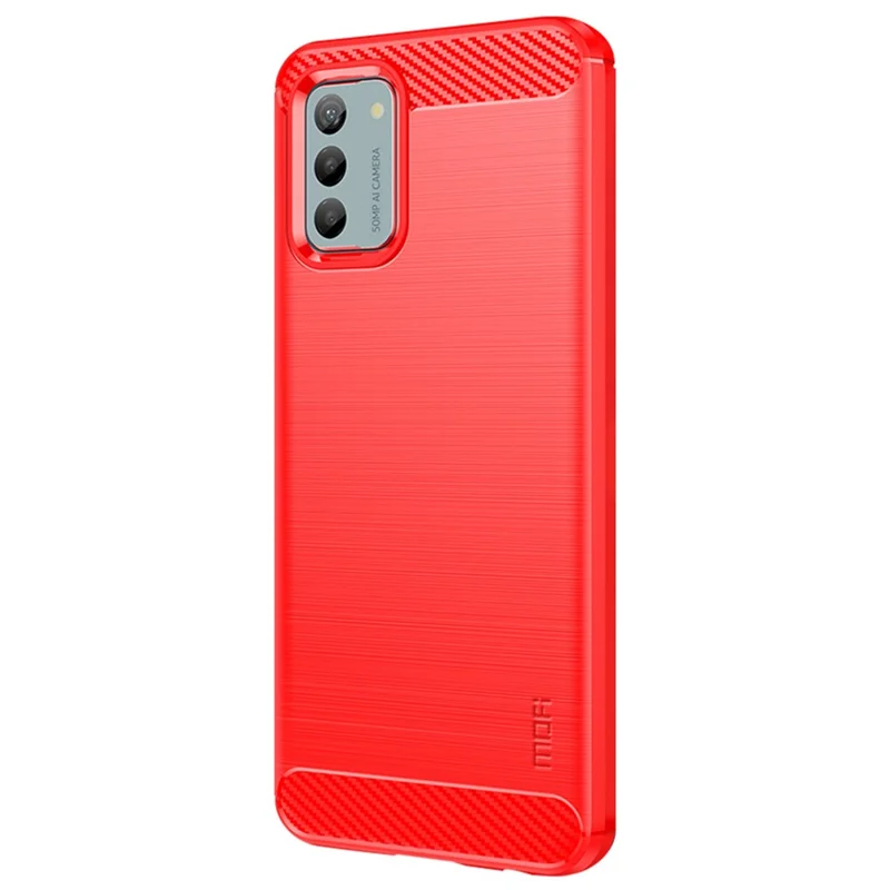 MOFI JK TPU Series-1 Brushed TPU Case для Nokia G42, чехол для мобильного телефона с текстурой углеродного волокна - красный