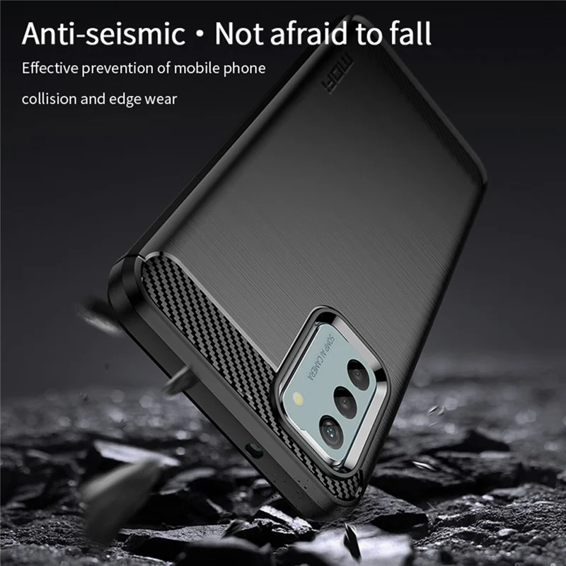 MOFI JK TPU Series-1 Brushed TPU Case для Nokia G42, чехол для мобильного телефона с текстурой углеродного волокна - красный
