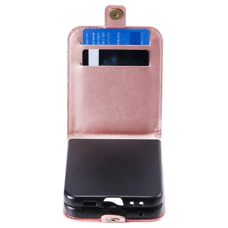 For Samsung Galaxy Z Flip5 5G Card Holder PU Leather Case Mandala Flower Imprinted Folding Cover - Rose Gold