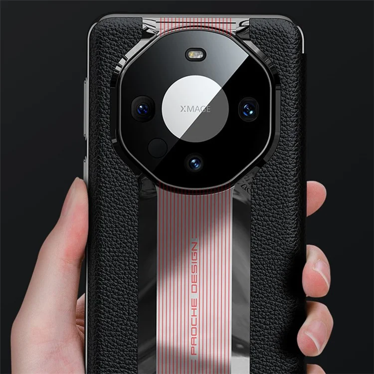 View Window Phone Flip Case per Huawei Mate 60 Genuine Cow Leather Auto Wake-up / Sleep Phone Cover - Nero