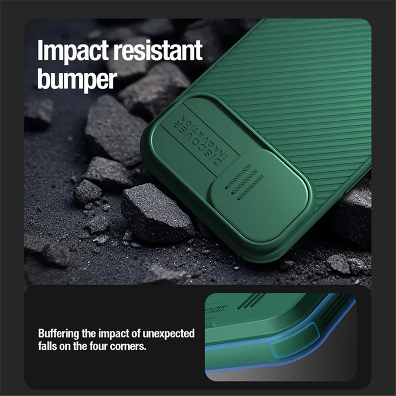 NILLKIN CamShield Pro Case for iPhone 15 PC+TPU Magnetic Phone Case with Camera Lens Protection - Blue