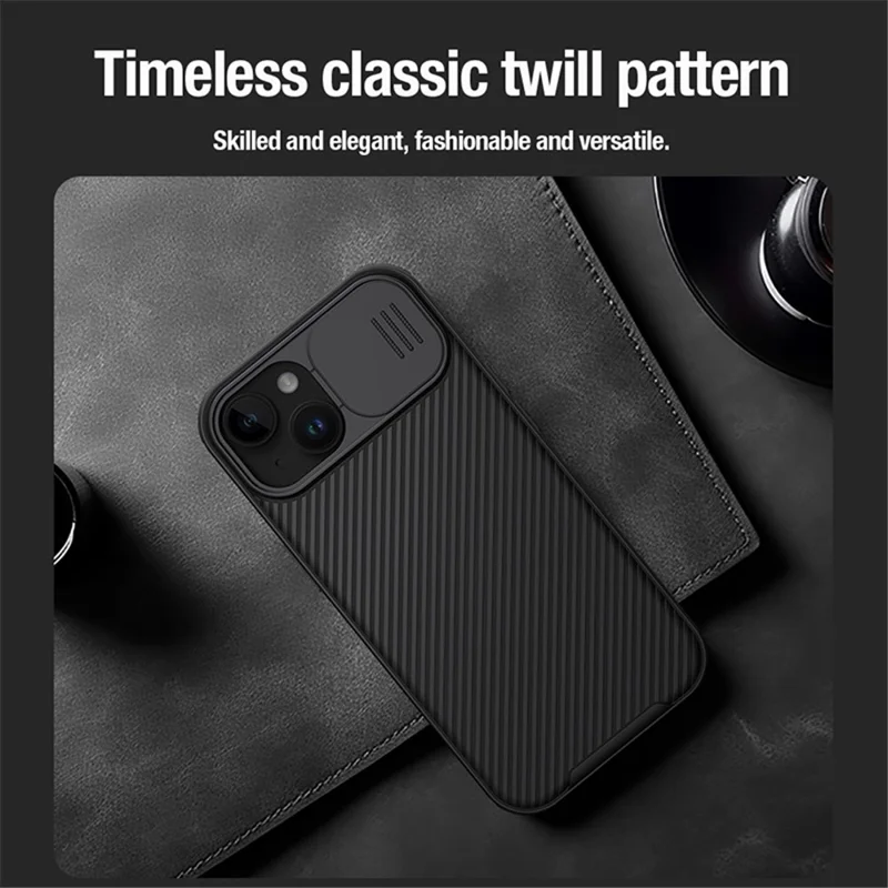 NILLKIN CamShield Pro Case for iPhone 15 PC+TPU Magnetic Phone Case with Camera Lens Protection - Blue