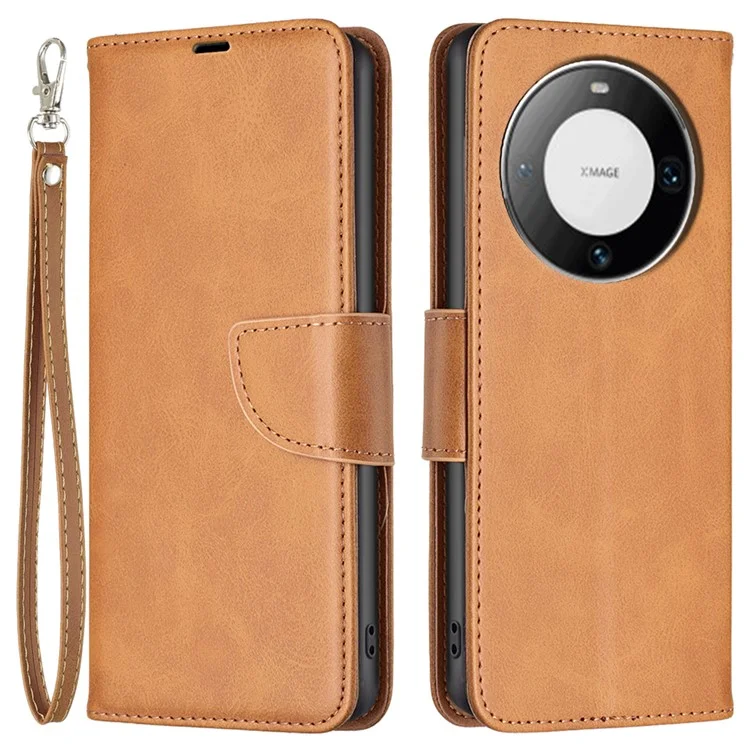 For Huawei Mate 60 Pro / Mate 60 Pro+ Phone Wallet Case Textured PU Leather Stand Phone Cover - Yellow
