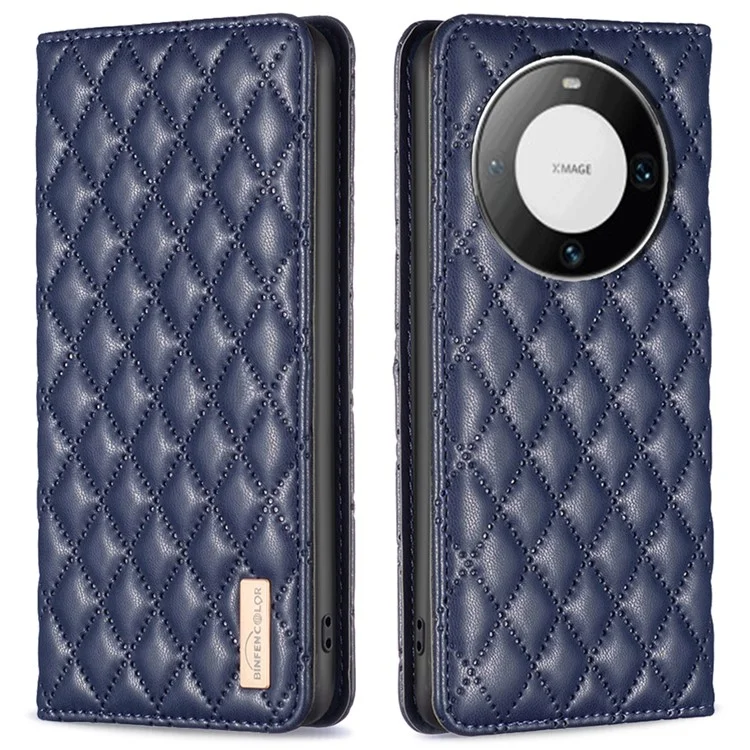 BINFEN COLOR BF Style-16 Per Huawei Mate 60 Pro / Mate 60 Pro+ Custodia in pelle per telefono Portacard Supporto - Blu