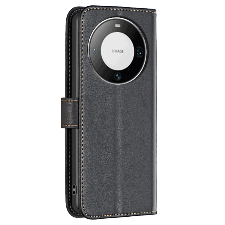 BINFEN COLOR BF17 para Huawei Mate 60 Pro / Mate 60 Pro+ Suporte para Celular Caso de Telefone de Couro PU - Preto