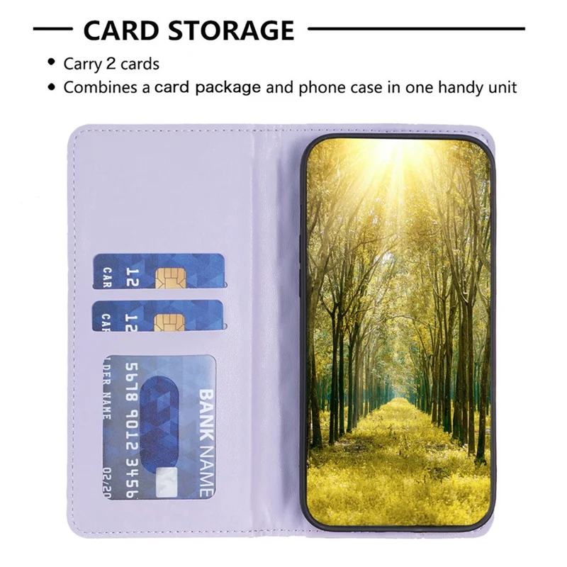 BINFEN COLOR BF Style-16 For Huawei Mate 60 Phone Leather Case Card Holder Horizontal Stand Cover - Purple