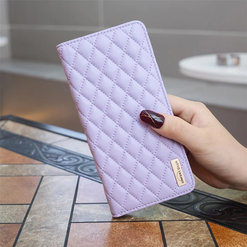 BINFEN COLOR BF Style-16 For Huawei Mate 60 Phone Leather Case Card Holder Horizontal Stand Cover - Purple