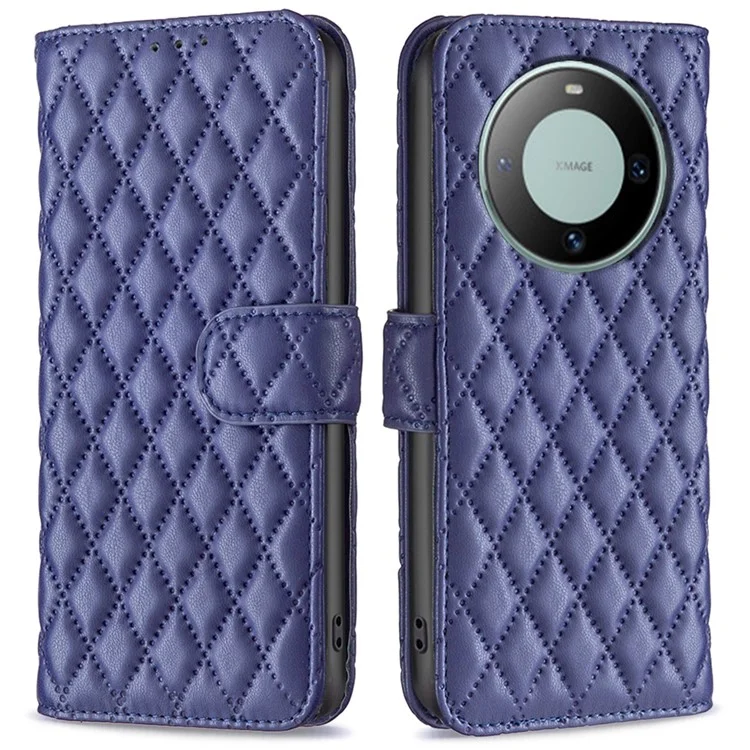 BINFEN COLOR BF Style-14 para Huawei Mate 60 Capa de Telefone Anti-Arranhões com Impressão da Carteira e Suporte de Couro - Azul
