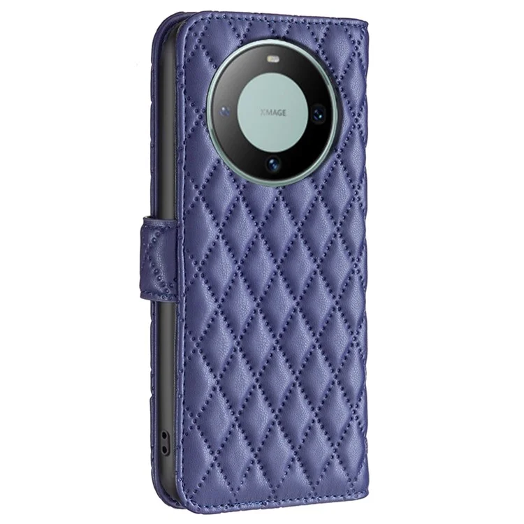 BINFEN COLOR BF Style-14 para Huawei Mate 60 Capa de Telefone Anti-Arranhões com Impressão da Carteira e Suporte de Couro - Azul
