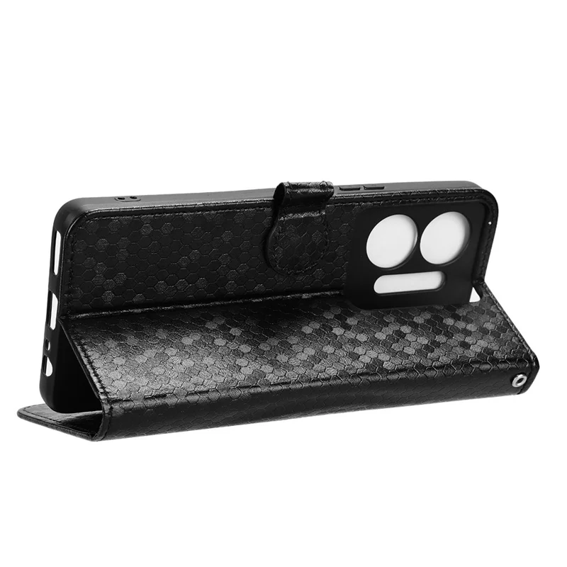 Для Infinix Hot 30 5G PU Leather Stand Case Imprinted Wallet Shockproof Cell Phone Cover - Black