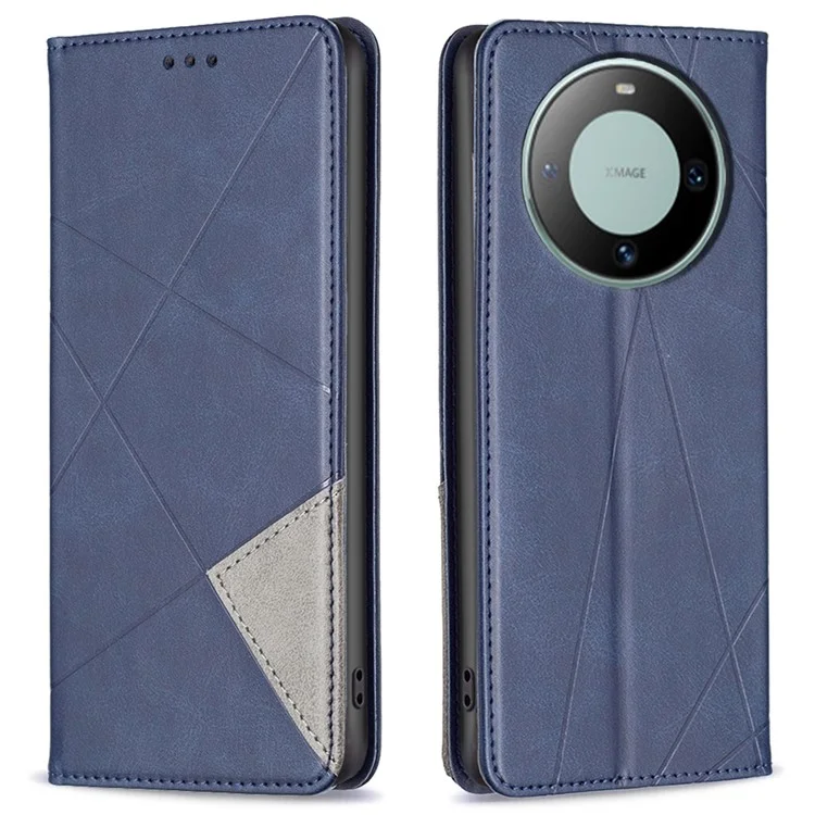 Para Huawei Mate 60 Porta-Cartão Capa de Couro Impressa Suporte de Linha de Telefone Folio Flip Cover - Azul