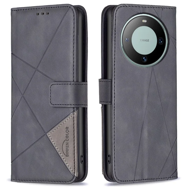 BINFEN COLOR BF05 Para Huawei Mate 60 Funda de teléfono de cuero con protección anti-arañazos y soporte - Negro