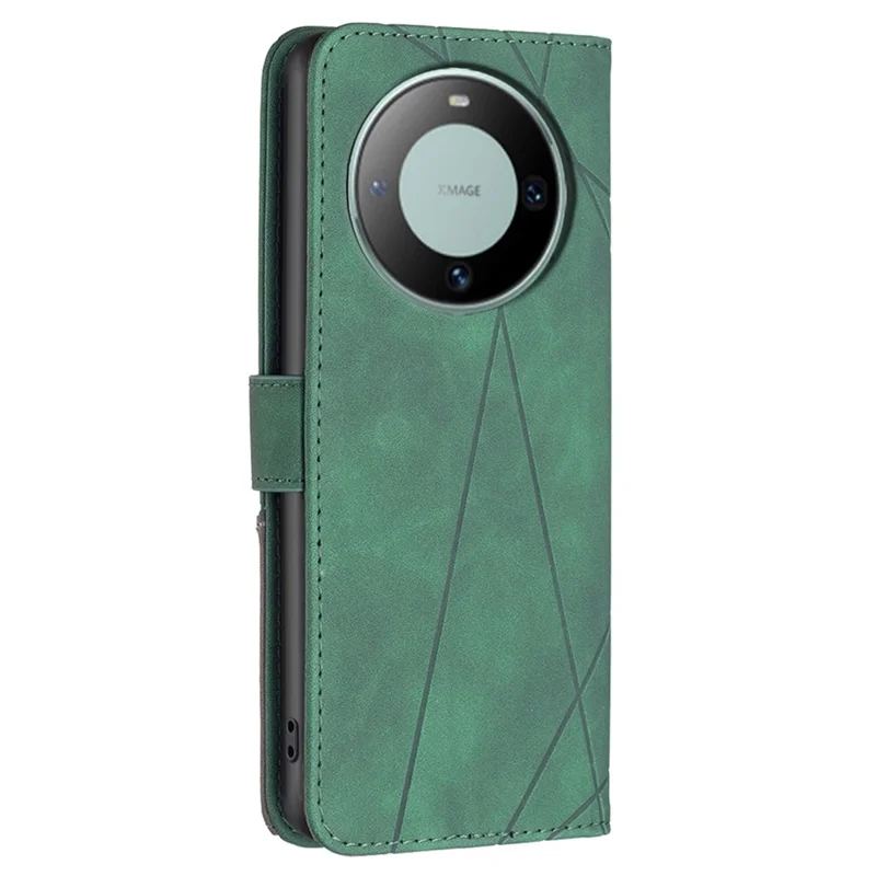 BINFEN COLOR For Huawei Mate 60 Phone Cases Wallet Stand Geometry Imprint Leather Cover - Green
