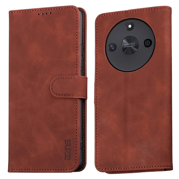 AZNS For Honor X50 Anti-Scratch Phone Shell Stand Wallet PU Leather Dustproof Cell Phone Case Cover - Brown