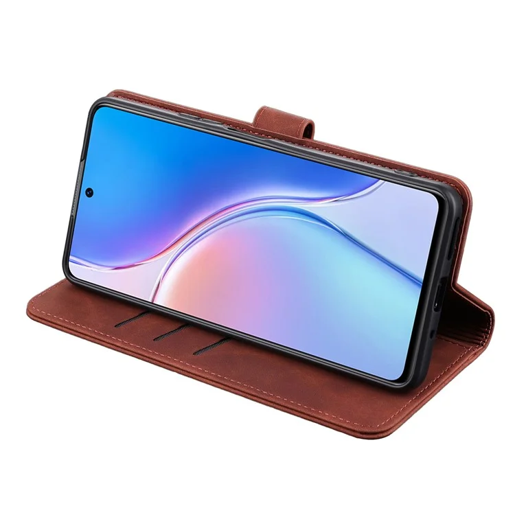 AZNS For Honor X50 Anti-Scratch Phone Shell Stand Wallet PU Leather Dustproof Cell Phone Case Cover - Brown