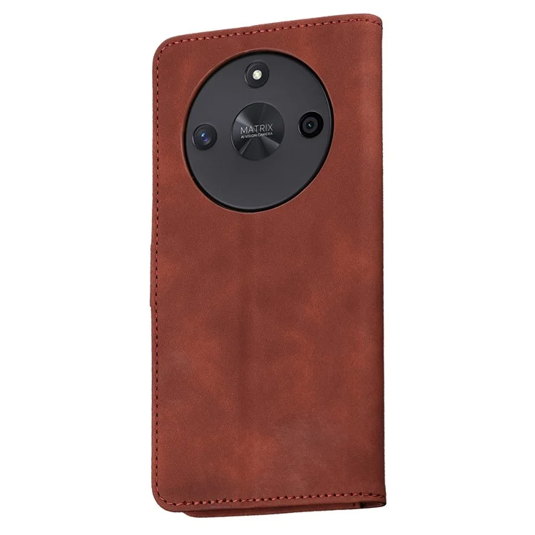 AZNS For Honor X50 Anti-Scratch Phone Shell Stand Wallet PU Leather Dustproof Cell Phone Case Cover - Brown
