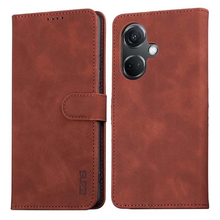 AZNS For OnePlus Nord CE3 5G / Oppo K11 5G PU Leather Cell Phone Case Slim-Fit Shell Stand Wallet Phone Cover - Brown