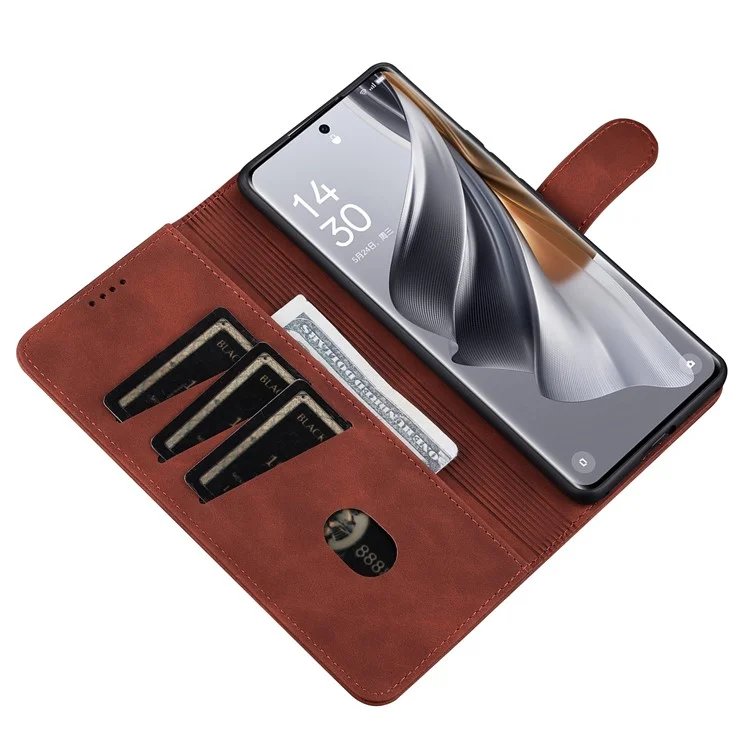 AZNS For OnePlus Nord CE3 5G / Oppo K11 5G PU Leather Cell Phone Case Slim-Fit Shell Stand Wallet Phone Cover - Brown
