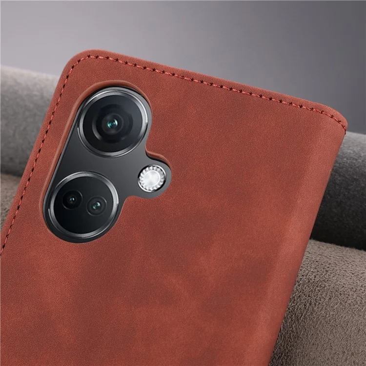 AZNS For OnePlus Nord CE3 5G / Oppo K11 5G PU Leather Cell Phone Case Slim-Fit Shell Stand Wallet Phone Cover - Brown