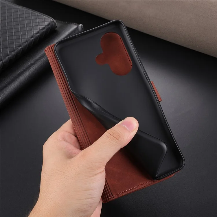 AZNS For OnePlus Nord CE3 5G / Oppo K11 5G PU Leather Cell Phone Case Slim-Fit Shell Stand Wallet Phone Cover - Brown